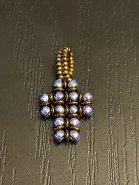 Wire Wrapped Beaded Cross Pendant, Lavender Glass Bead Charm